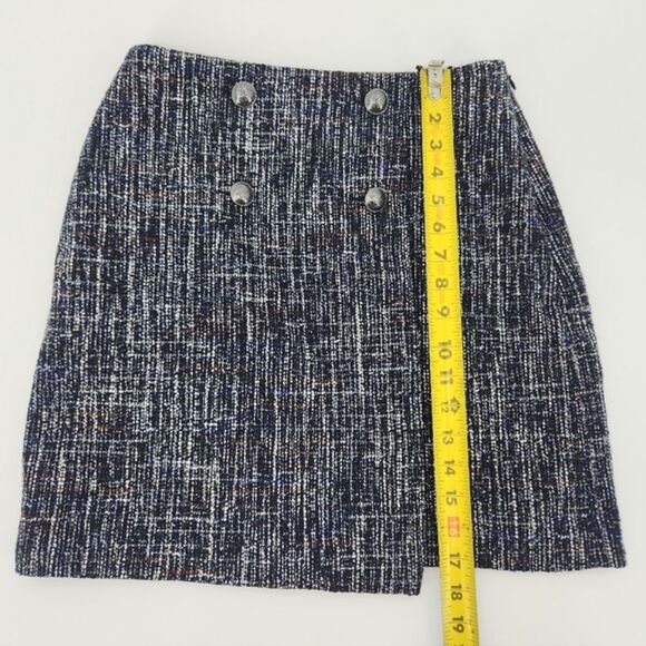 Loft Petites Tweed Wool Mini Wrap Skirt Women Size 2P Retro Glam Office Academia - Picture 5 of 10